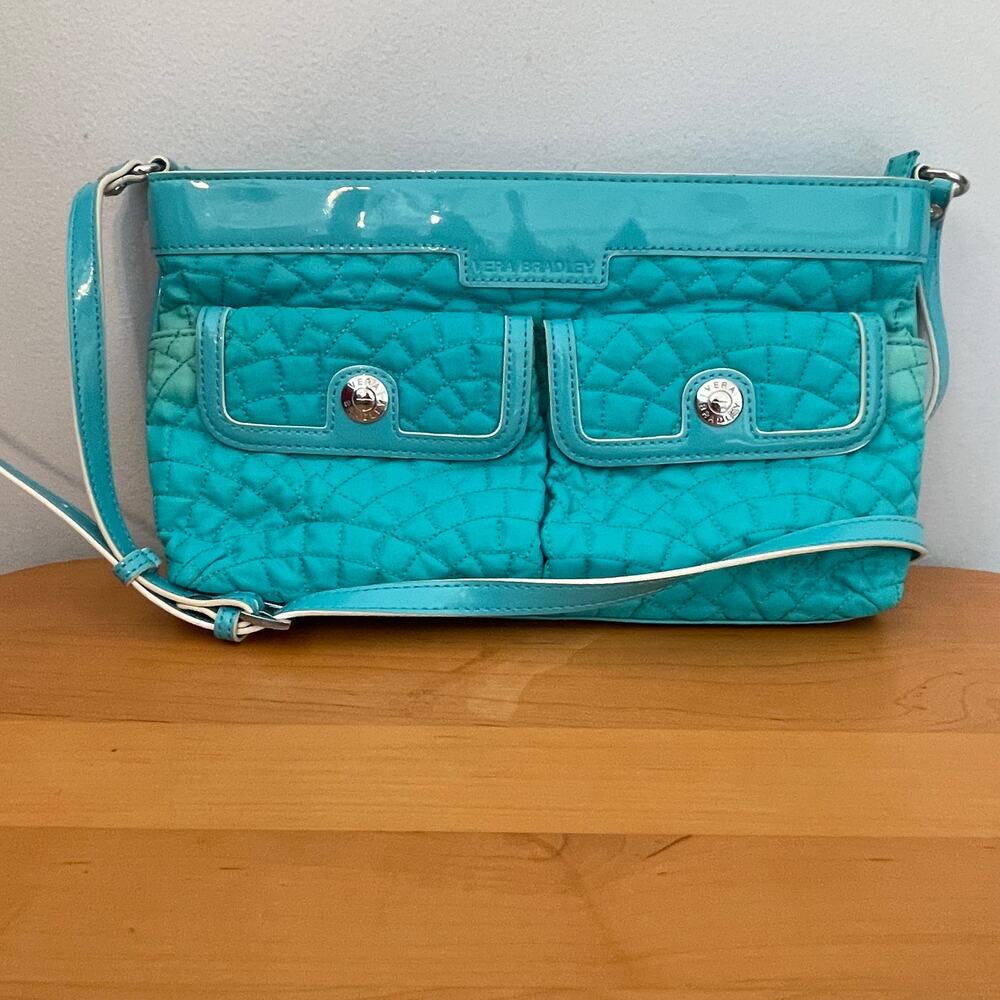 Vera Bradley Vintage Cest la Vie Crossbody Womens Turquoise Quilted Y2K Bag